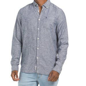 NEW ORIGINAL PENGUIN Linen cotton Blend Long Sleeve Shirt Dark Sapphire 362tn